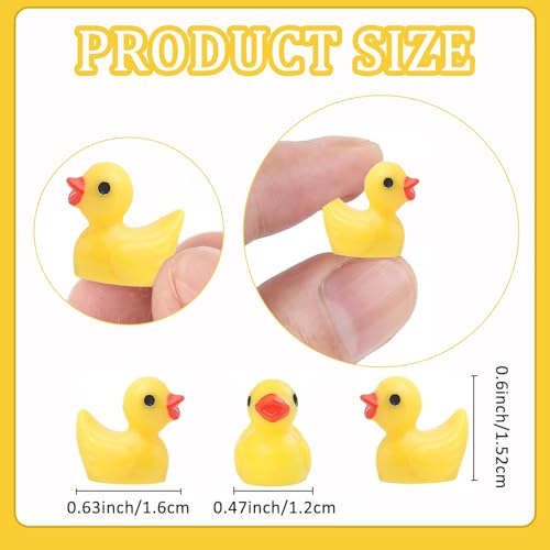 YsesoAi 100Pcs Mini Resin Ducks, Tiny Ducks Figurines Bulk for Miniature Dollhouse Decor Accessories Garden Aquarium Potted DIY Ornament Party Toys