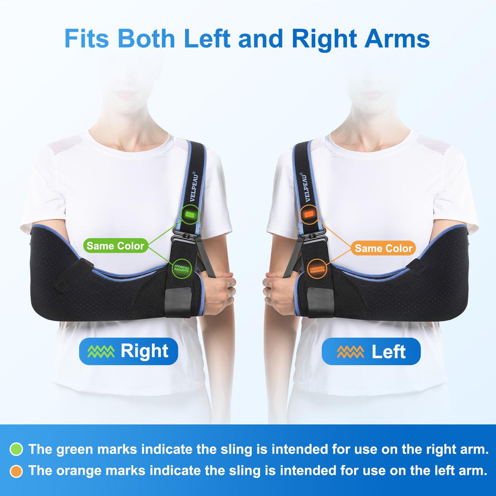 Velpeau Medical Arm Sling Shoulder Immobilizer for Women and Men, Black L