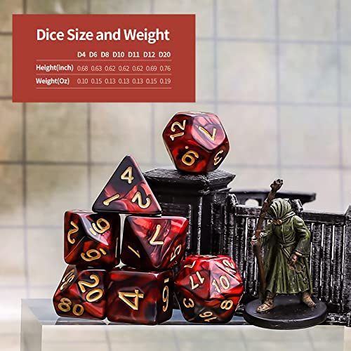 CiaraQ Polyhedral Dice Set - DND Role Playing Dice | Acrylic RPG Dice for Dungeons and Dragons MTG Table Games, Multi-color, 35pcs