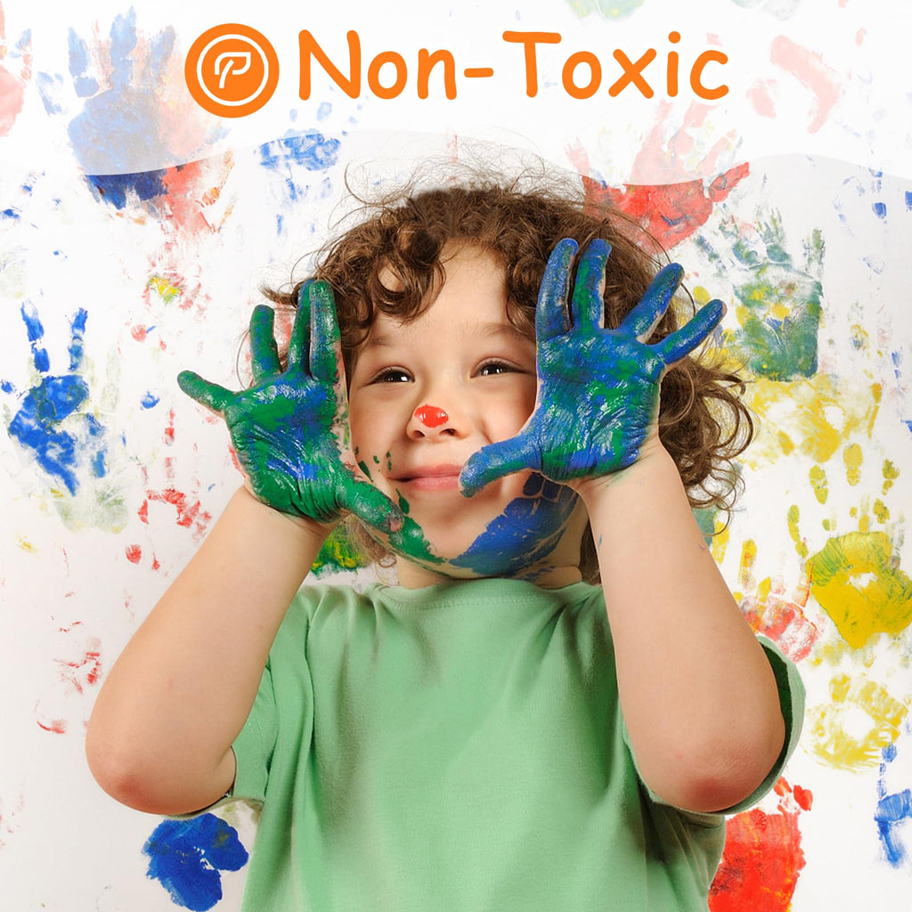 ABEIER Washable Finger Paint for Toddlers 1-3, 12 Non-Toxic Colors | Ages 1-3 4 5 6+, Baby Safe, easy cleanup, creamy texture, color mixing, hand and foot prints, sensory play, preschool crafts
