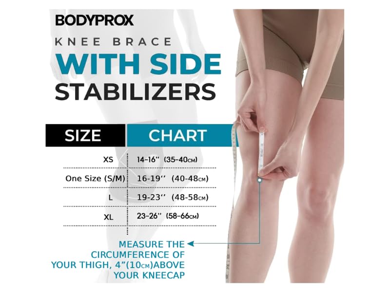 Bodyprox Knee Brace with Side Stabilizers & Patella Gel Pad Support | Knee brace for women, knee brace for men; helps support knee pain and steady daily movement.