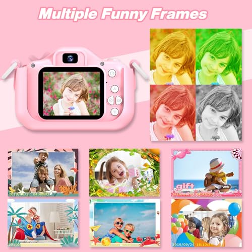 Goopow Kids Camera Toys for 3-8 Year Old Girls Boys,Children Digital Video Camcorder Camera with Cartoon Soft Cover, Best Chritmas Birthday Festival Gift for Kids
