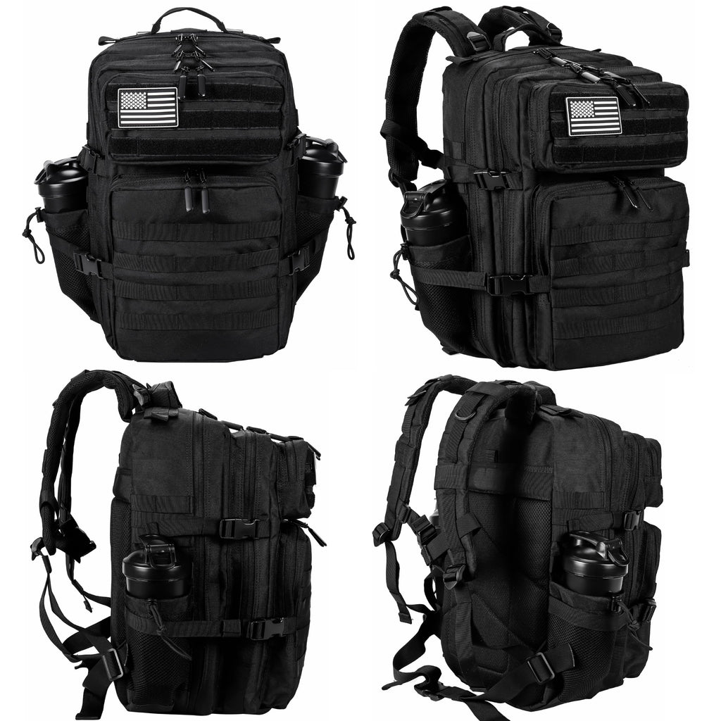 LHI Military Tactical Backpack for Men and Women 45L Army 3 Days Assault Pack Bag Large Rucksack with Molle System Black