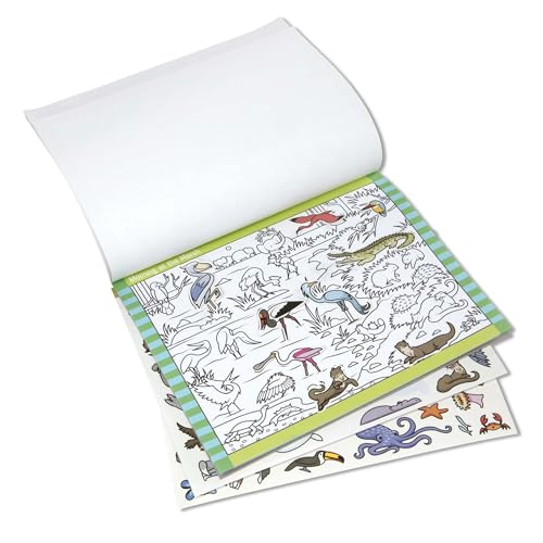 Melissa & Doug Seek & Find Sticker Pad Animals Activity Toy | 21 Pages, 14 Animal Scenes, 400 Color-Coded Stickers, Matching & Coloring Skills, Arts & Crafts Travel Toys for Kids, Ages 4+