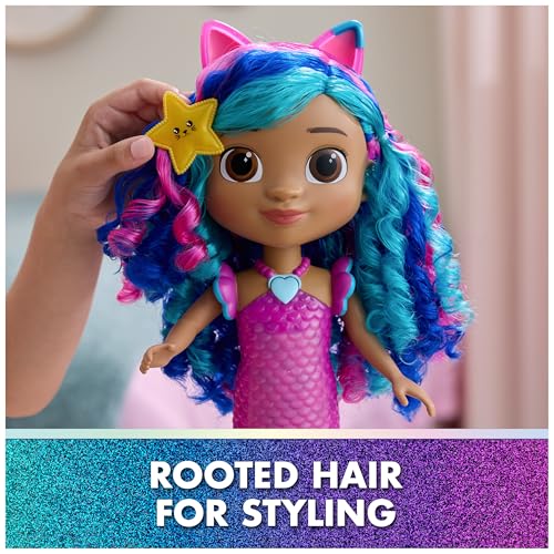 Gabby's Dollhouse The Movie, Sing & Shine Mermaid Gabby Doll Toy | 13-Inch Doll, Lights & Sounds, Waterproof Design, Interactive Roleplay, Kids Toys for Girls & Boys Ages 3 and Up