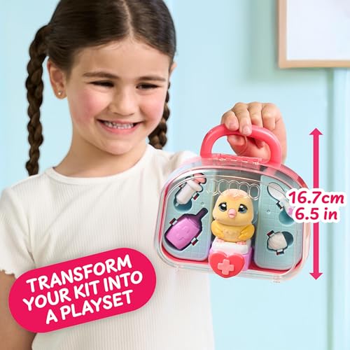 Little Live Pets Ouchies Vet Kit, Chirpy the Chick, Baby Chick Toys | Portable vet case with sticker bandages, glowing cheeks, and 20+ sounds, lights, and reactions, chicken toys