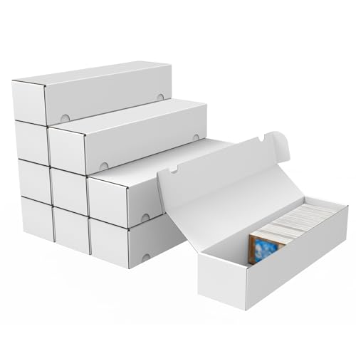 Trading Card Storage Box, 10-Pack 1100 Count White Corrugated Cardboard Box | Bulk Sports Storage Box for TCG/Magic/Mtg Basketball Card, Collectible Trading Cards
