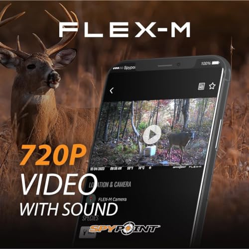 SPYPOINT Flex-M Twin, Cellular Trail Camera, Night Vision, Free Photo Plan | Auto Multi Cell-Network, LTE, GPS, Waterproof, 0.5 Second Trigger, 28MP Photo, 720p Video+ Sound, 90Ft Motion Dection & Flash
