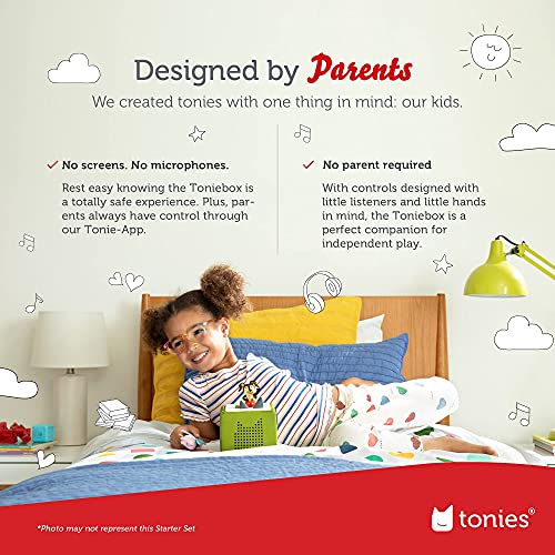 Toniebox 1 Audio Player Starter Set with Playtime Puppy - Listen, Learn, and Play with One Huggable Little Box - Red