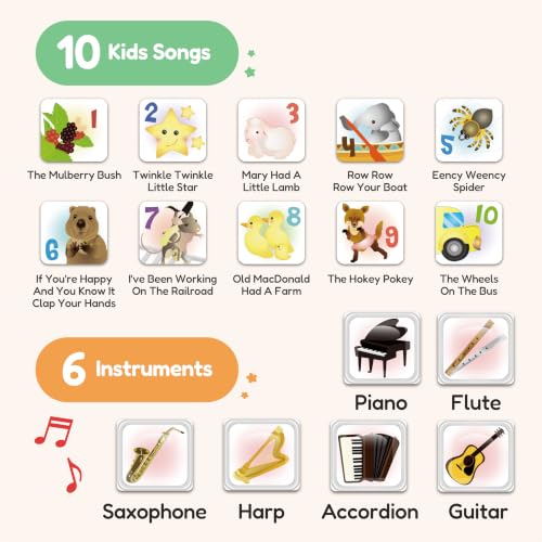 BEST LEARNING My First Piano Book - Toy Piano with Songbook for Kids | 10 Nursery Rhymes, 6 Instrument Sounds, Record and Playback, Educational Birthday Gift for 3 to 5 Year Old Boys and Girls