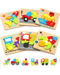 Wooden Puzzles Gifts Montessori Toys for 1 2 3 Years Old Boys Girls | 6 Vehicle Shape Puzzles, Boy Birthday Gift, Montessori Toys Educational Blocks for 1-3, 2-4, Learning Toys