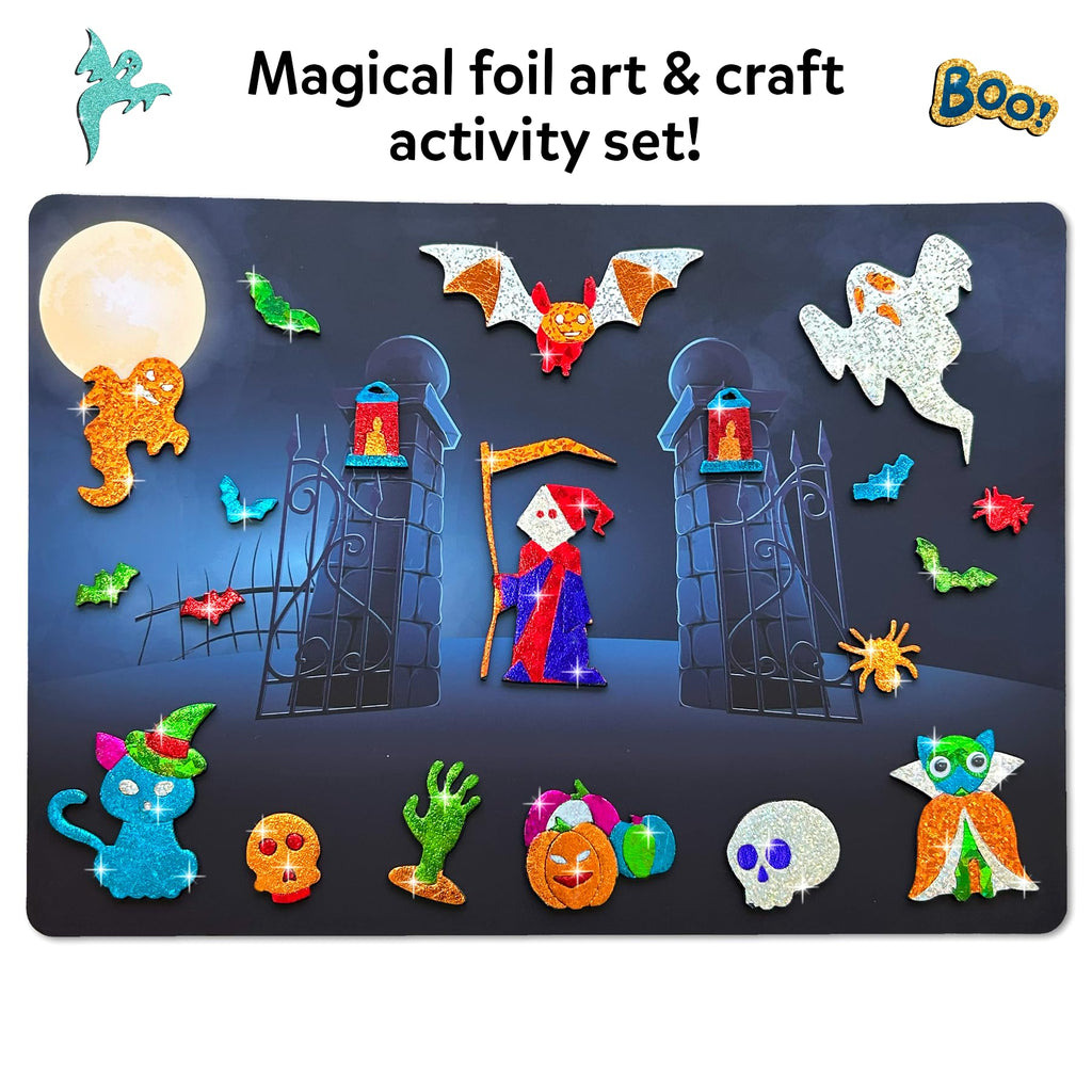 Skillmatics Foil Fun Halloween Craft, Foil Art Activity, Gift for Kids | 200+ Stickers, Travel Toys, Mess-Free, Screen-Free, Fine Motor Skills, Boys & Girls Ages 4, 5, 6, 7, 8, 9