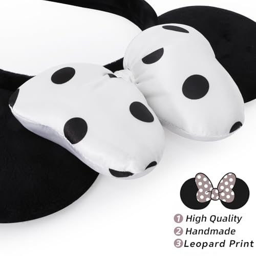 ODOCARE Handmade Mouse Ears Headband for Women and Ladies, Polka Dot Bow Mini Ears Costume Accessories