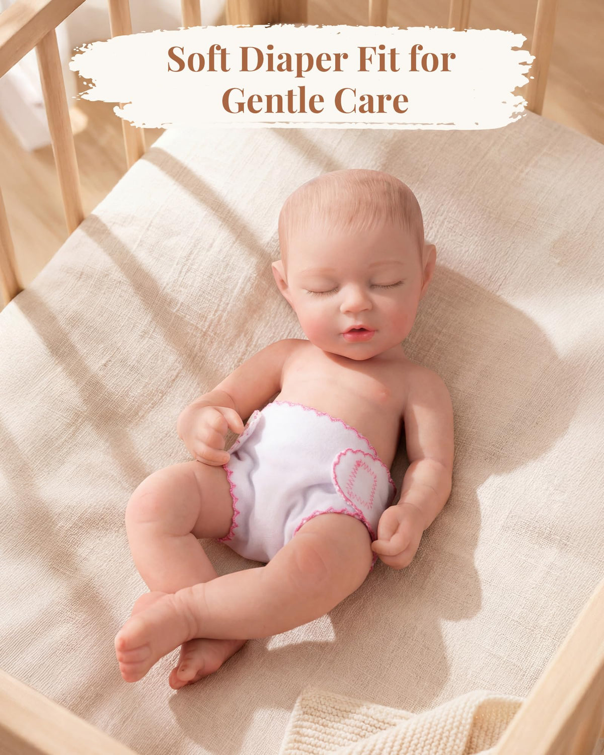 BABESIDE Baby Doll Diapers, 6 Reusable Diapers for 12-15 Inch Baby Dolls | Washable Baby Doll Accessories for Diaper Changing Pretend Play, Doll Diaper Set for Ages 3+