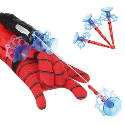 Xohny Spider Web Shooters with Glove for Kids Cosplay Party Favor | Superheroes Wrist Launcher Toy, Halloween Party Supplies, Christmas Stocking Stuffers, Birthday Gift for Boys Girls