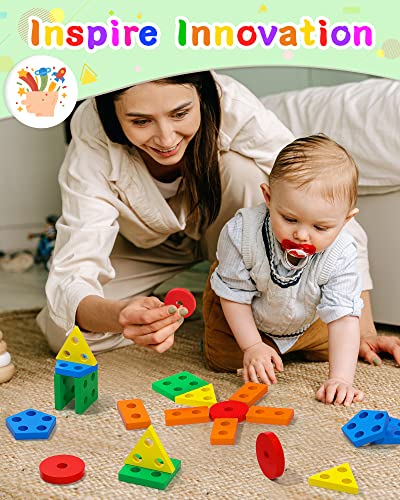 Montessori Sensory Toys for 1 2 Year Old Boy Girl Gifts, Puzzle for Toddler | Montessori Toys, Toddler Toy 2-3, Boys Girls Birthday Gifts, Wooden Blocks, Shape Sorter, Learning Toy, Toddler Activities