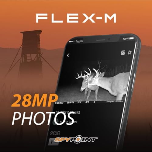 SPYPOINT Flex-M Twin, Cellular Trail Camera, Night Vision, Free Photo Plan | Auto Multi Cell-Network, LTE, GPS, Waterproof, 0.5 Second Trigger, 28MP Photo, 720p Video+ Sound, 90Ft Motion Dection & Flash