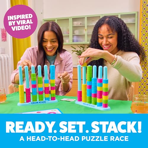 Color Stack Challenge, Color Matching Game by Relatable | Fast Paced Fall Festival Games for Family Game Night, Includes 2 Racks, 50 Cards, 80 Rings