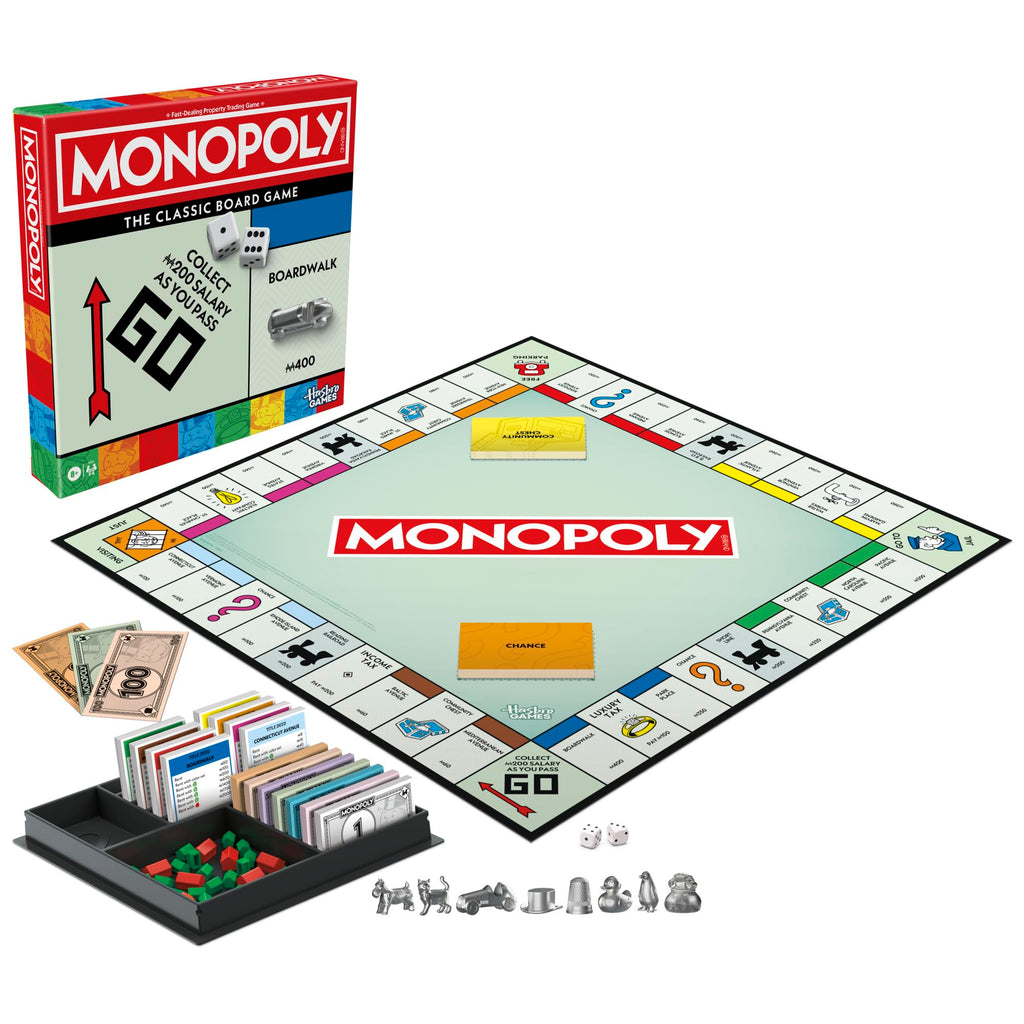 Monopoly Board Game | Classic Game with Storage Tray and Larger Tokens | Ages 8+ | 2 to 6 Players | Family Games for Kids and Adults | Kids Gifts