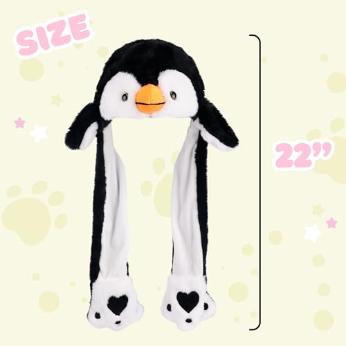 Bubblepompom Animal Hat with Moving Ears Funny Pop up Crazy Silly Hat, 22'' | Plush Animal Hat with Jumping Ears, Cosplay Costume for Dress Up Party, Holiday Gift for Kids, Squeeze Paws to Pop up Ears