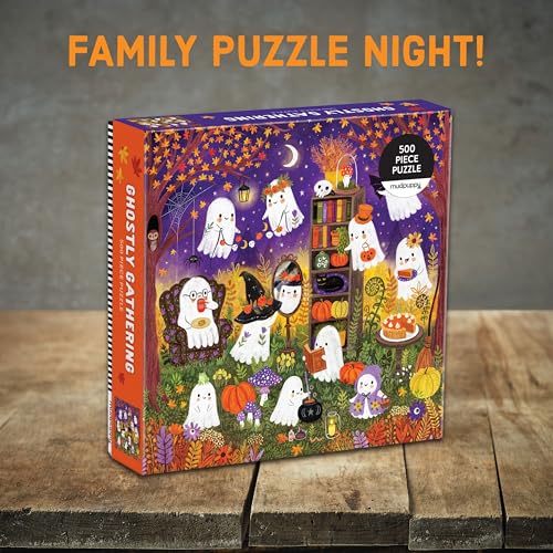 Mudpuppy - Ghostly Gathering 500 Piece Jigsaw Puzzle | Illustrated by Jenny Miriam Hughes, Halloween, For Adults, Family, and Kids, Recycled Paper, No Dust, Finished Size 20" x 20"