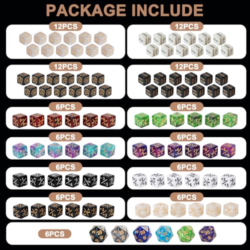 102 Pieces MTG Dice Counters Set Bulk Ability Keyword Tokens Shield Life Counters 6 Sided Dice for Magic The Gathering TCG Card Gaming Accessories C