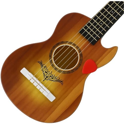 23" Acoustic Guitar, Kids 6 String Toy Guitar - Realistic Steel Strings - Beginner Practice First Musical Instrument for Children, Toddlers (Brown)