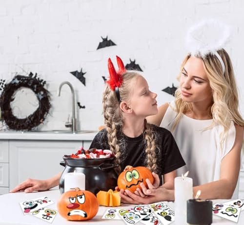Halloween Mini Pumpkin Decorating Stickers for Kids Toddlers Party Favors | 18 sheets, 36 pack, small, pumpkin face stickers, treat gifts
