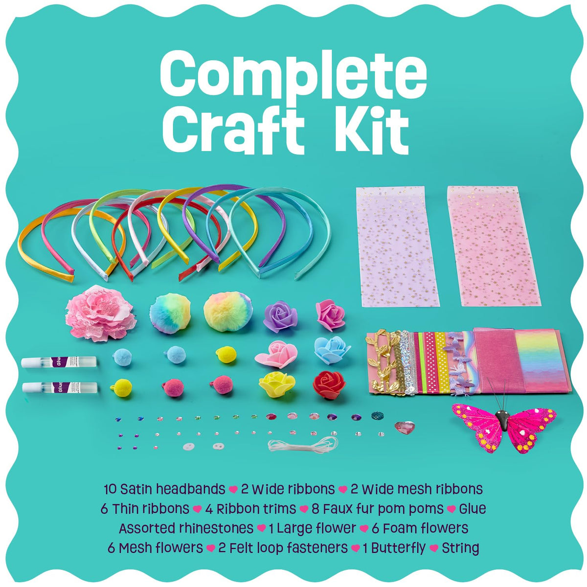 Pretty Me Headband Making Kit for Girls - Arts & Crafts Easter Gift - Make Your Own Fashion Headbands for Kids - DIY Hair Accessories - Gift for Ages 5-12 Year Old Girl - Little Kids Art & Craft Gifts