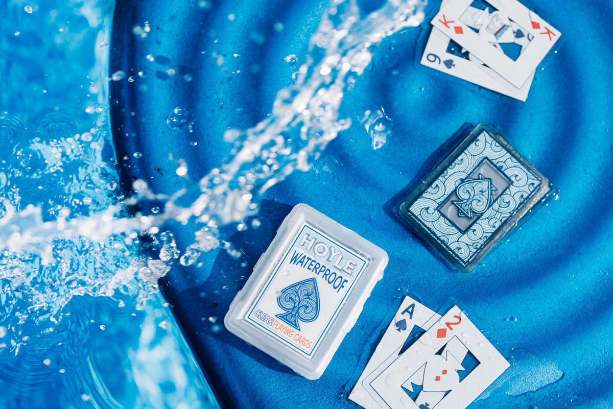 Hoyle Waterproof Clear Plastic Playing Cards 1 Deck Outdoor Pool | Flexible plastic resists bending and tearing, Rinse clean after use, Perfect for camping and beach games