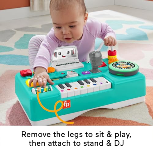 Fisher-Price Laugh & Learn Mix & Learn DJ Table | Musical Toy, 100+ Learning Songs & Phrases, 12 Activities, Fine & Gross Motor Skills, Baby & Toddler Ages 6+ Months