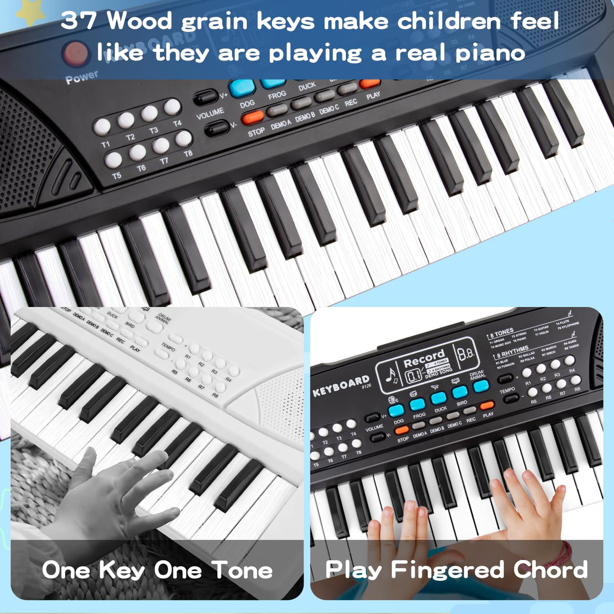 37 Keys Kid Toddler Piano Keyboard Musical Toys with Microphone
