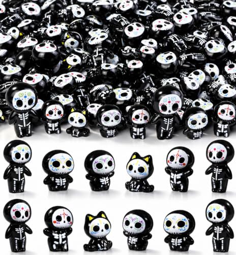 Celltestria 60pcs Halloween Mini Figurines Resin Ghost Toys | Halloween Party Favor Bag Fillers Embellishments Scrapbook Micro Fairy Garden Decor
