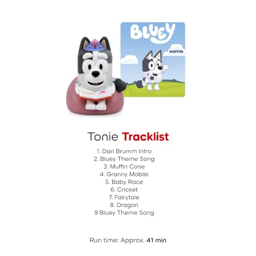 Tonies Bluey Audio Toy Figurine 3 Pack Set - Bluey, Bingo, Muffin | The Bluey Family Adventure Collection. 3 Favorite Characters. 136 Minutes of Bluey Stories.