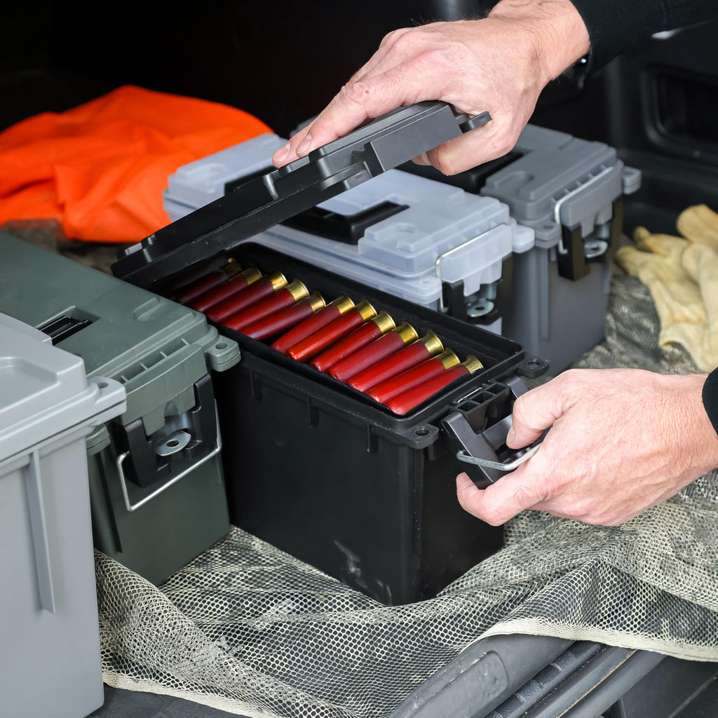 Sheffield 12629 Ammo Box Made in USA, Stackable Lockable Ammo Storage Box | Lockable Storage Box, Water and Dust Resistant Dry Box, Secures Hunting Gear, Gun Accessories, Supplies, and Bullets