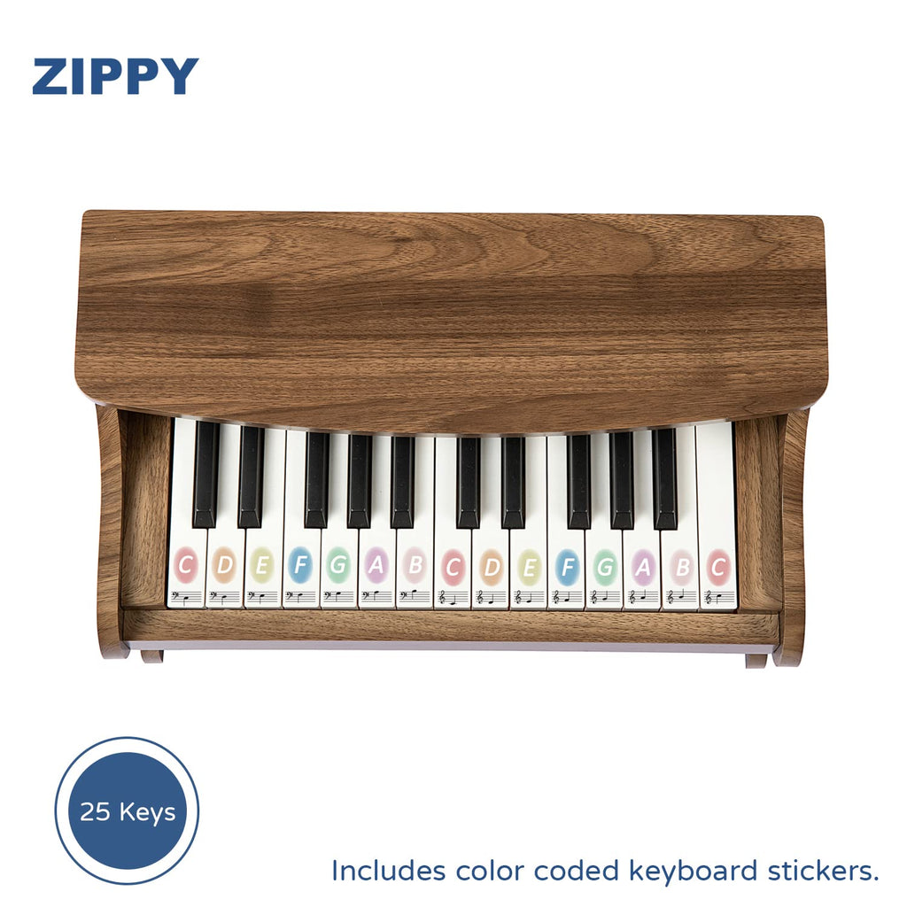 ZIPPY Kids Piano Keyboard, 25 Keys Digital Piano for Kids, Mini Music Educational Instrument Toy, Wood Toy for Toddlers Girls Boys (Walnut)