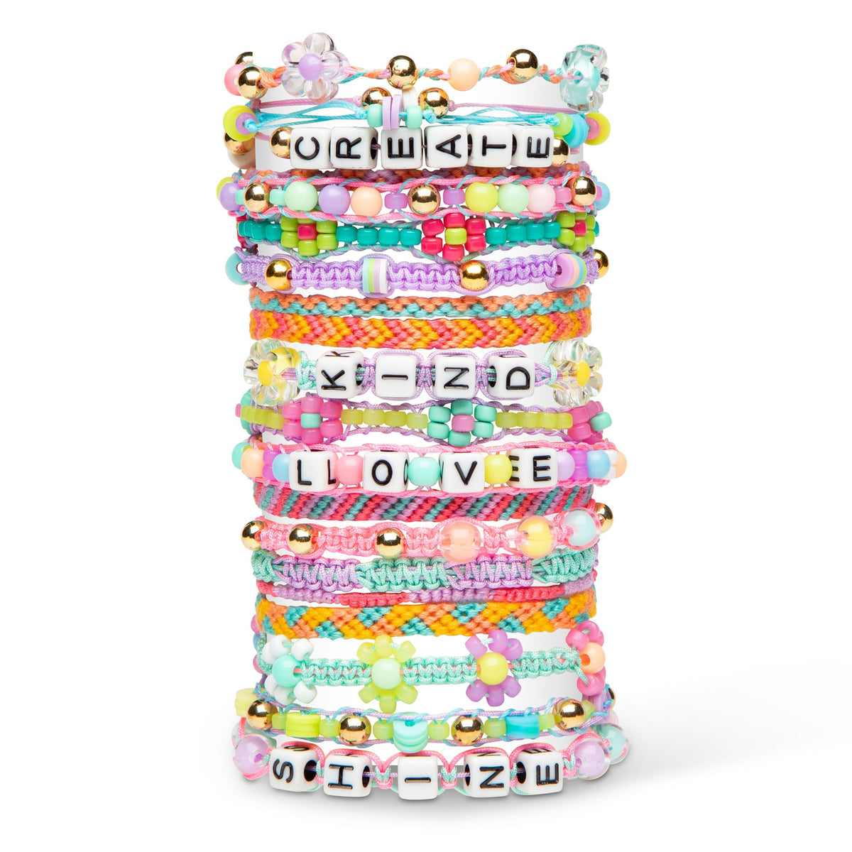 Rainbow Loom Wrap it Loom Bracelet Maker - DIY Friendship Jewelry Kit | Craft 4 styles including macrame and friendship bracelets with 600 alphabet, clay, and flower beads for kids Ages 8+