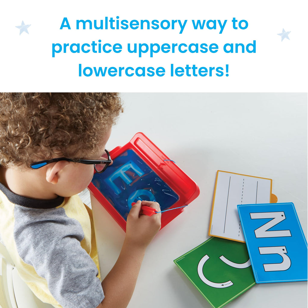 hand2mind Letter Tracing Sensory Pad, Fine Motor Activities, Ages 3+ | Handwriting Practice Kids, Letter Tracing Board, Toddler Writing Practice, Montessori Alphabet Toys, Preschool Learning Toys