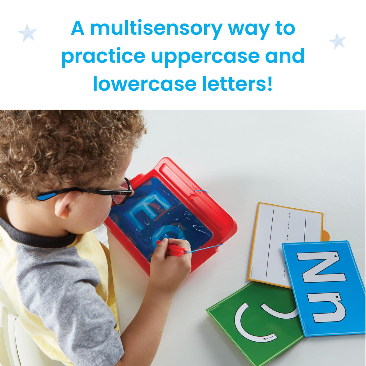 hand2mind Letter Tracing Sensory Pad, Fine Motor Activities, Ages 3+ | Handwriting Practice Kids, Letter Tracing Board, Toddler Writing Practice, Montessori Alphabet Toys, Preschool Learning Toys