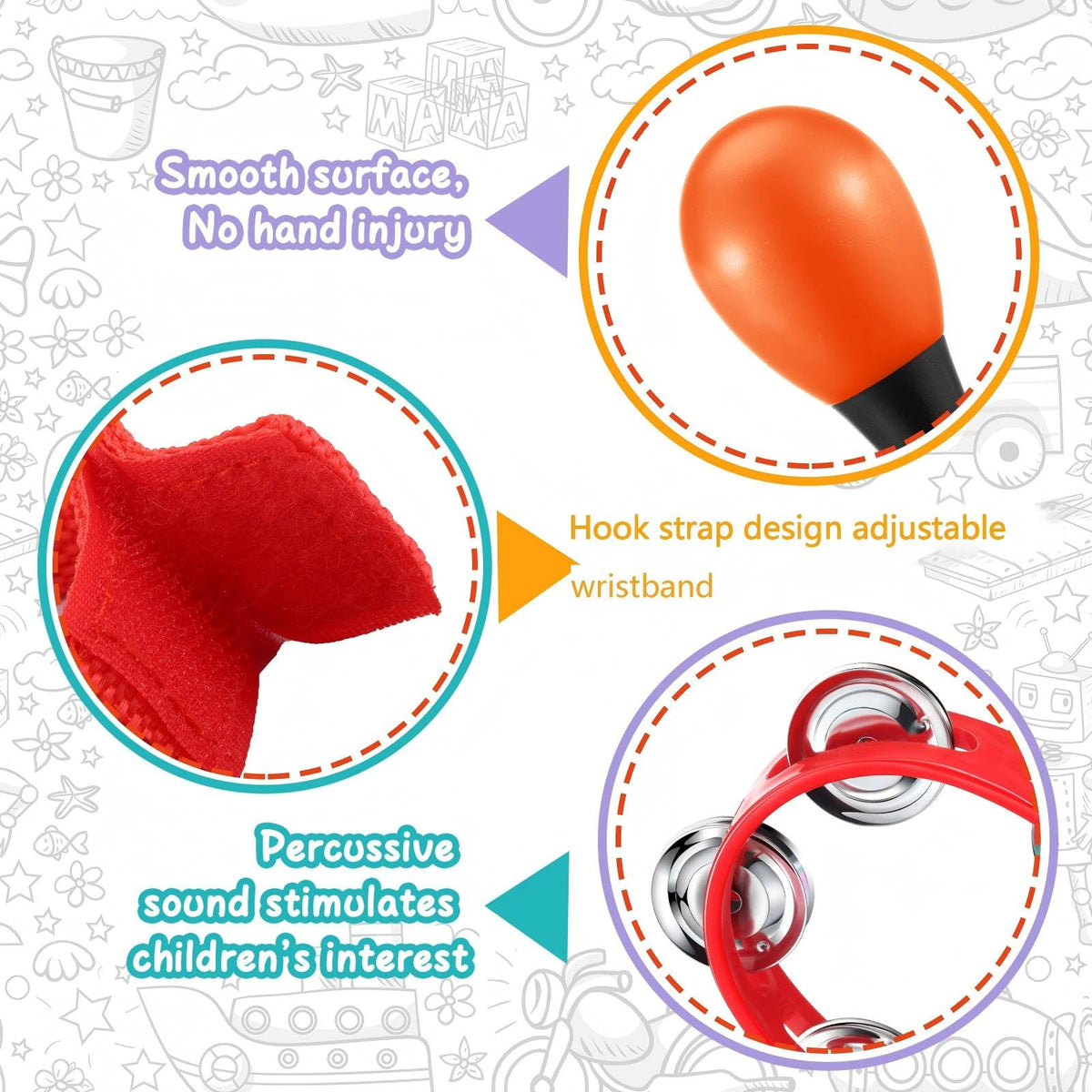 Silipull 72 Pcs Shaker Musical Instrument Set for Kid Toddler Early Music | Musical Tools Bulk Shaker Wrist Hand Band Bells Maracas Percussion Tambourine Cymbals Plastic Castanets for Daycare Preschool