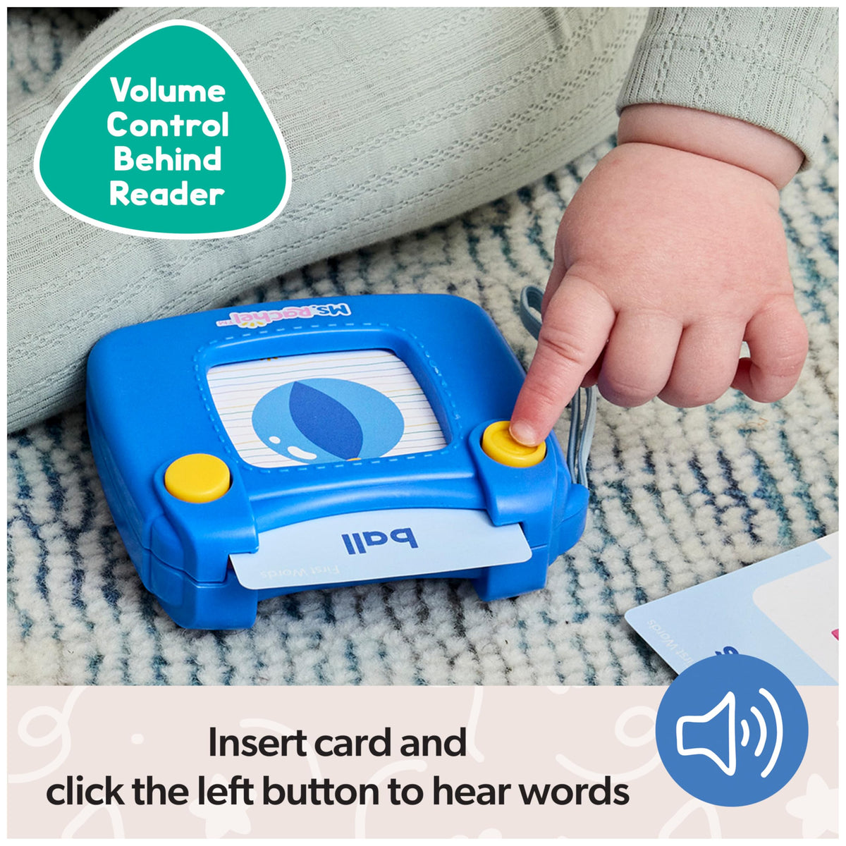 Ms. Rachel First Words Flash Cards, Electronic Card Reader, 100 Words | Electronic Reader With 100 Talking Words, Boosts Early Language & Motor Skills, Toddler Toys For Girls And Boys Ages 1-2+