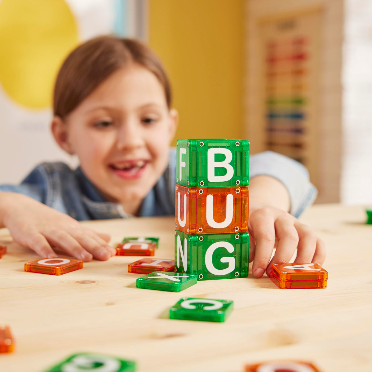 MAGNA-TILES microMAGS Learn Letters 56-Piece Magnetic Construction Set, The Original Magnetic Building Brand