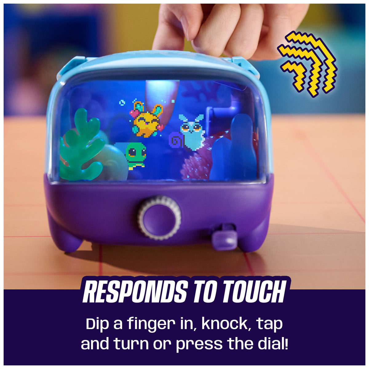 BITZEE Aquarium Interactive Fish Tank Toy & Digital Pet, Ages 5+ | Nurture 30 Virtual Fish, Reacts to Touch, Customize with LED Lights, Screen-Free Responsive Play, Birthday Gift for Kids