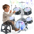 CAPTAIN CHAOWING Kids Drum Set for Toddlers 3-5, Light up Jazz Drum Toy 5-7 | Upgraded Jazz Drum Set for Kids, Musical Instrument Toys & Lights & All Plastic, Beginner Kit for Boys Girls Aged 3-5 4-6 5-7