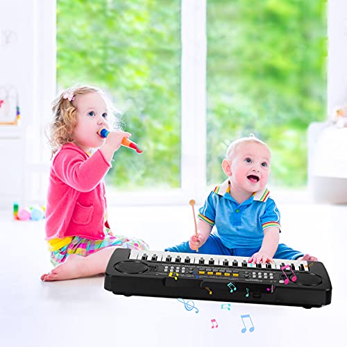 Raimy 37 Keys Electronic Keyboard Piano for Kids 3 4 5 6 7 8 9 Year Old | Early Learning Educational Portable Musical Instrument Toys, Birthday Gifts for Boys and Girls Beginner (Black)