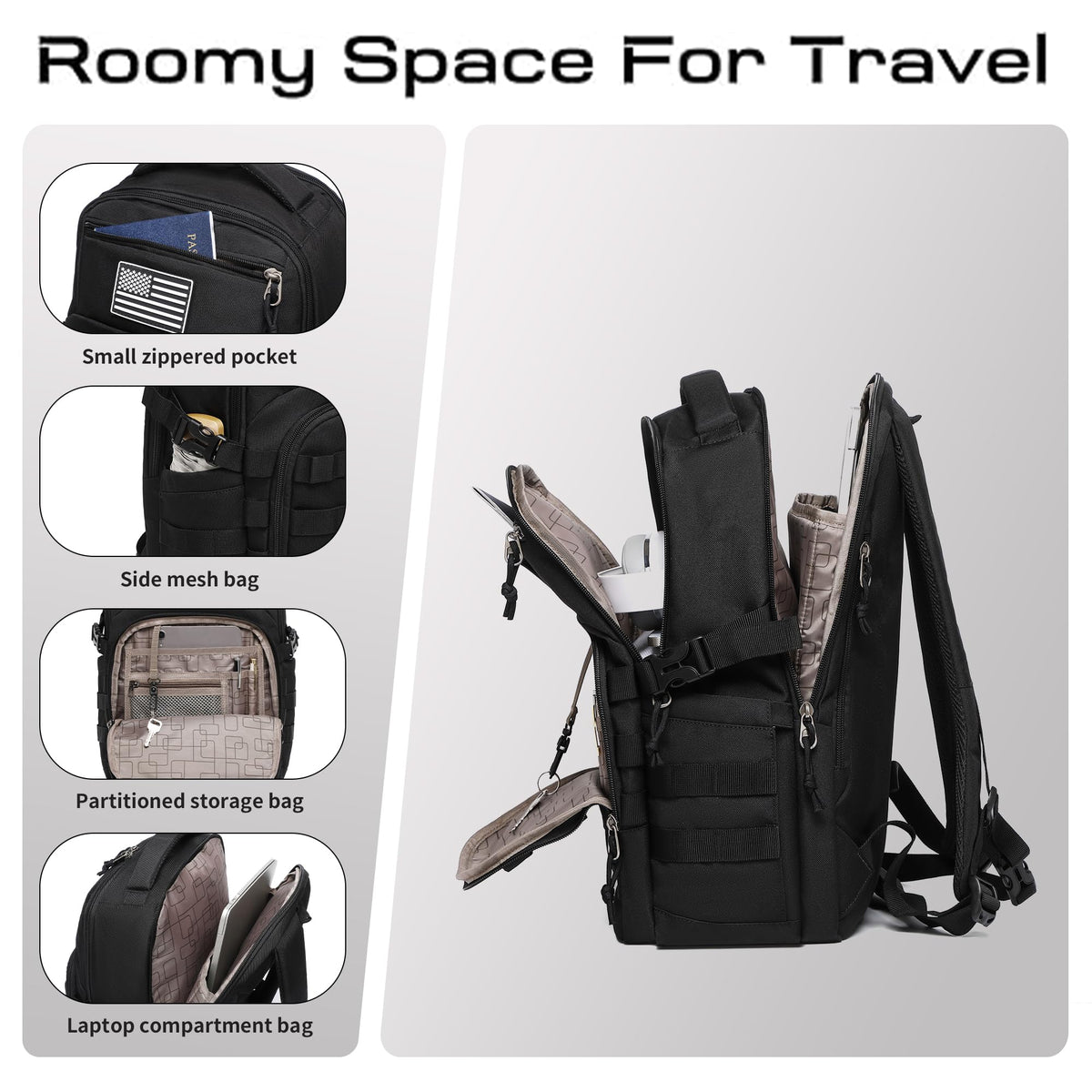 Wotony Military tactical backpack, backpack for men black small tactical assault bag