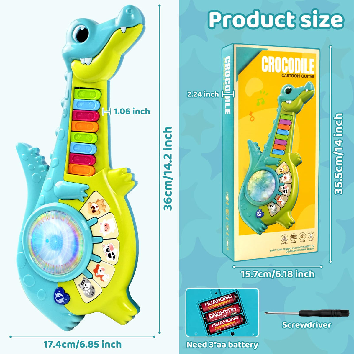 Marstone Piano Guitar Musical Toys for 1-3 Year Old Boys Girls | Animal Sound Educational Learning Toy, Interactive Birthday Holiday Gift for 12-18 Months Kids