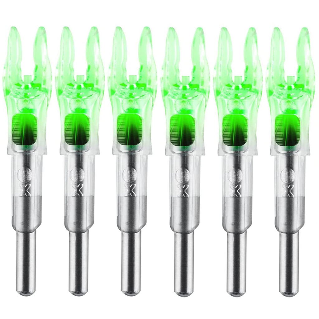 KEAUP 6PCS X Lighted Nocks for Arrows with .204 .233 .244 .246 Inside Diameter with H, S, GT Bushings High-Visibility LED Arrow Nocks, ON/Off Switch Included