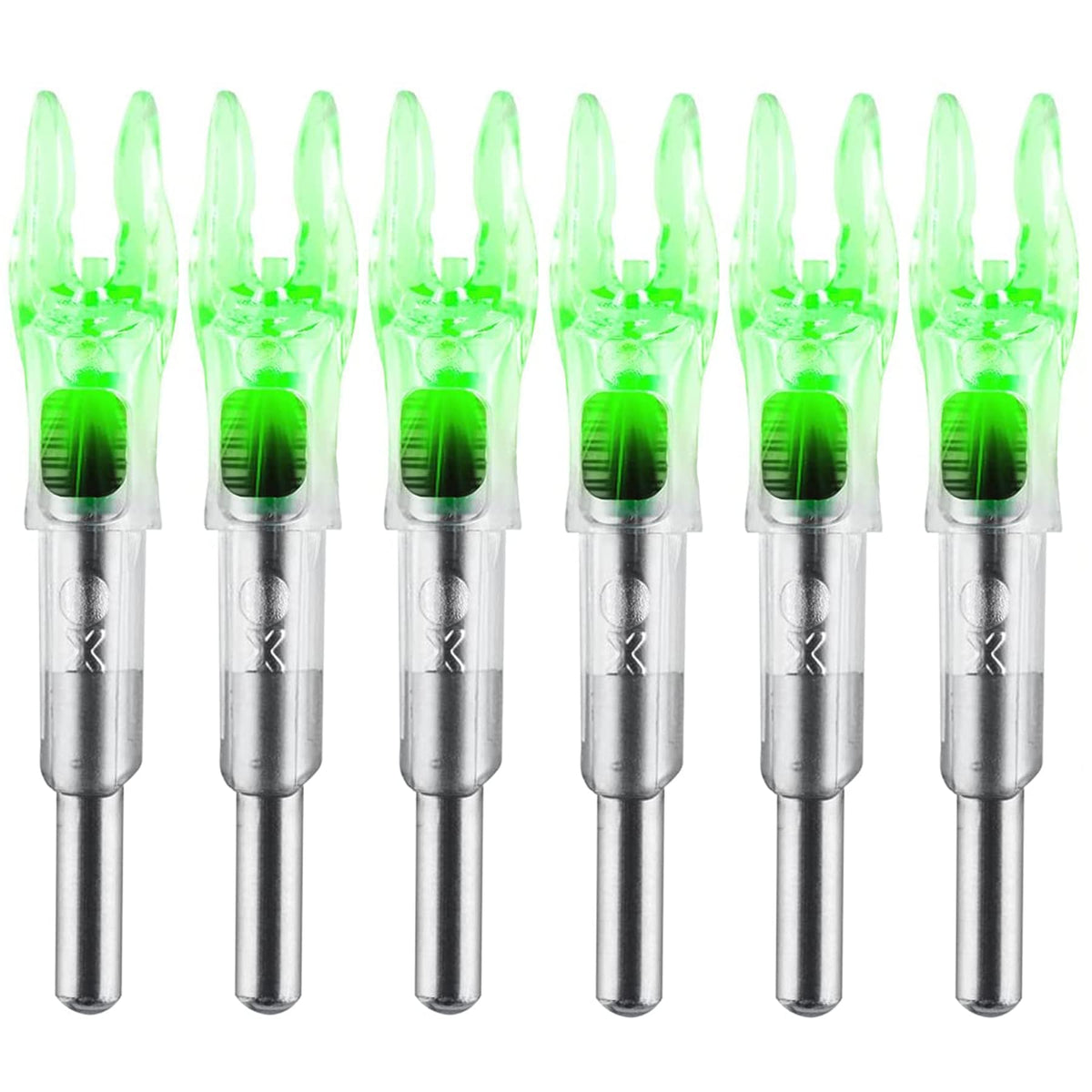 KEAUP 6PCS X Lighted Nocks for Arrows with .204 .233 .244 .246 Inside Diameter with H, S, GT Bushings High-Visibility LED Arrow Nocks, ON/Off Switch Included