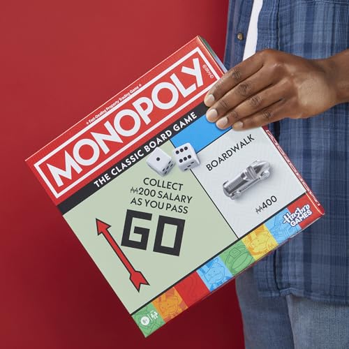 Monopoly Board Game | Classic Game with Storage Tray and Larger Tokens | Ages 8+ | 2 to 6 Players | Family Games for Kids and Adults | Kids Gifts